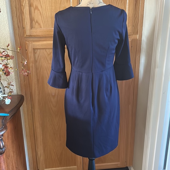 Gently used navy blue dress, with trumpet\bell sleeves. In decent condition - Picture 2 of 2